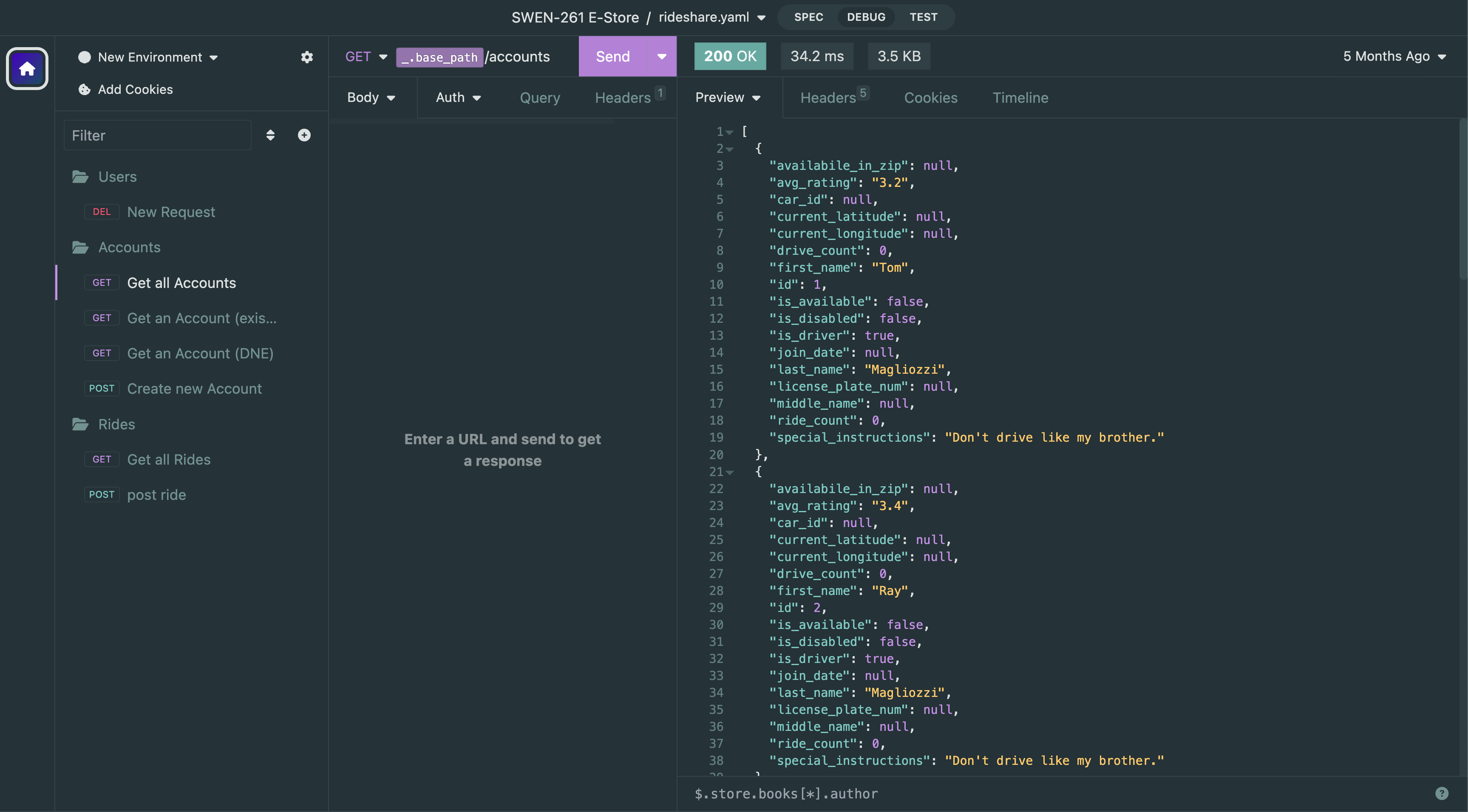 Ridesharing API